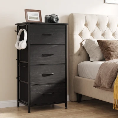 HOMCOM Tall Chest of Drawers 4-Fabric Storage Steel Black