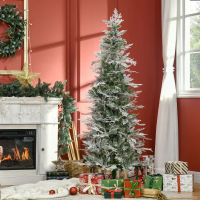HOMCOM 6ft Snow Flocked Christmas Tree Auto Open Green