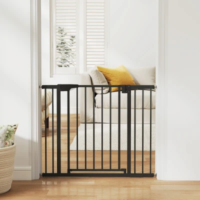 PawHut Barreira de Segurança para Cães e Bebés 76 a 102 cm com Extensão Fixação por Pressão sem Perfuração Branco