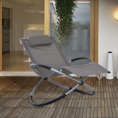 Outsunny Zero Gravity Patio Chaise Lounger with Pillow Grey