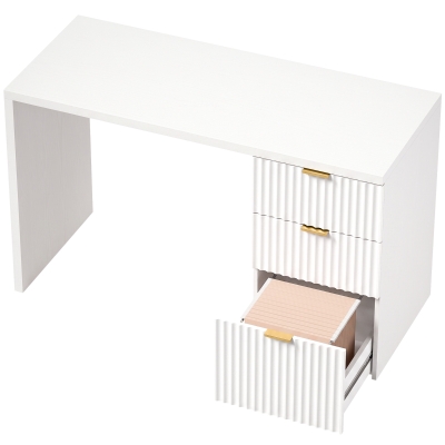 HOMCOM Computer Desk 3 Drawers Reversible 120cm Home Office White