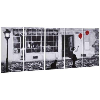 HOMCOM Stampa su tela 200cm x 80cm x 2.8cm Nero, bianco e rosso