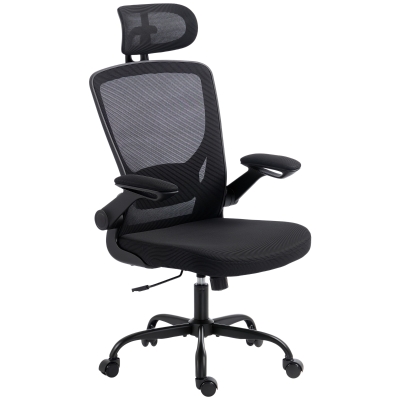 Scaun de birou ergonomic din plasă, cu suport lombar, negru