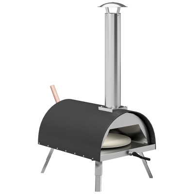 Outsunny Wood-Fired Pizza Oven w/ 12" Stone Black