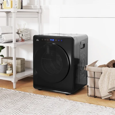 HOMCOM Secadora de Evacuación 5 KG 1000W Función Antiarrugas Función Esterilizar Temporizador Pantalla LED Táctil Negro
