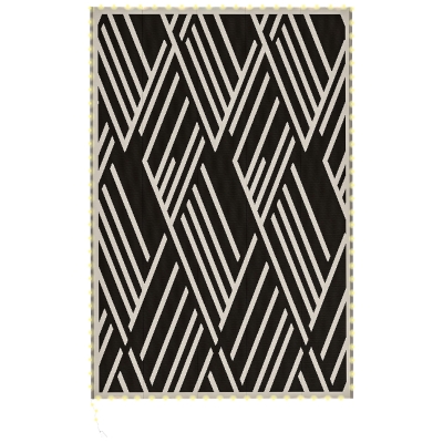 Outsunny Outdoor Reversible Rug with LED String Light 182x274cm Black/Coffee
