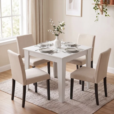 HOMCOM Modern Square Dining Table for 4, 80x80cm, White