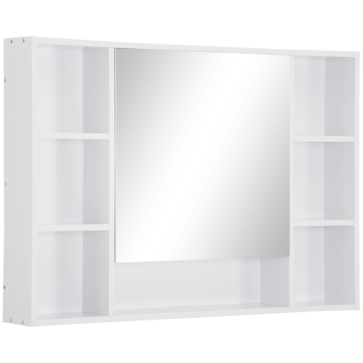 kleankin Armoire Murale Salle de Bain avec Miroir Blanc 100x70 cm