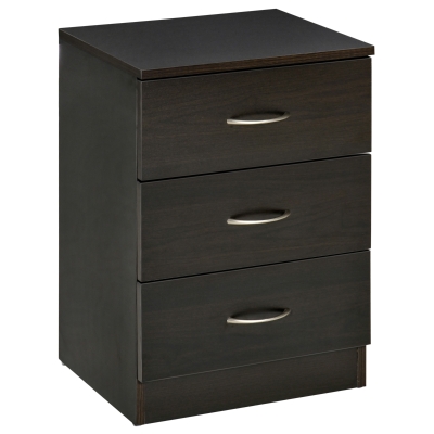 HOMCOM Three-Drawer Bedside Table Black