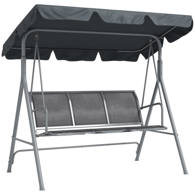 Outsunny 3-Seater Swing Chair Metal Frame Dark Grey