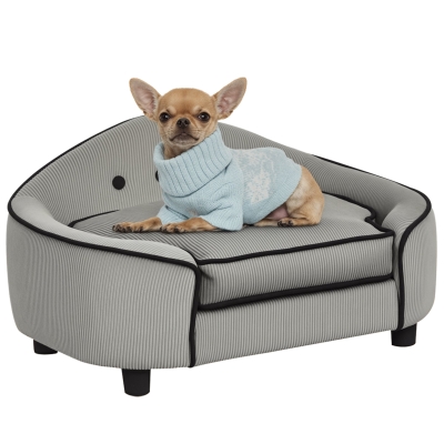 PawHut Dog Sofa Wooden Frame Grey 66.5x45x35.5cm