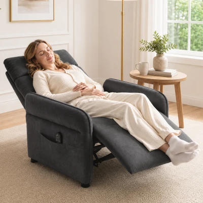 HOMCOM Recliner Armchair Massage Heat Adjustable Dark Grey