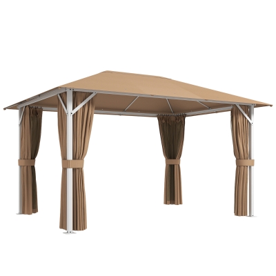 Outsunny Carpa para Jardín 3x4 m con Techo Ventilado 4 Paredes y 4 Mosquiteras UPF50+ para Exterior Terraza Caqui