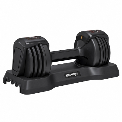 SPORTNOW Mancuerna Ajustable 11 kg Set 5 en 1 con Sistema Ajuste Rápido Bloqueo de Seguridad Agarre Antideslizante y Base
