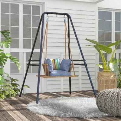Outsunny Heavy-Duty Metal Hammock Chair Stand Black