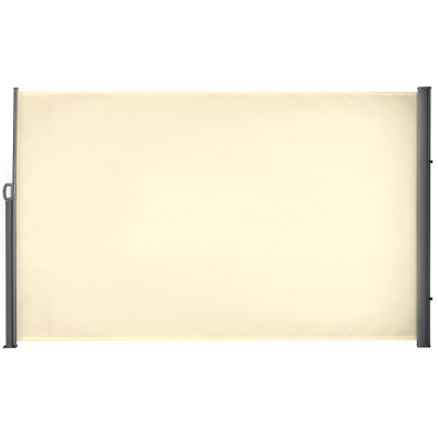 Outsunny Retractable Sun Side Awning Screen Fence - Patio Garden Wall Balcony Screening Panel Outdoor Blind Privacy Divider (3x1.8M, Cream White)