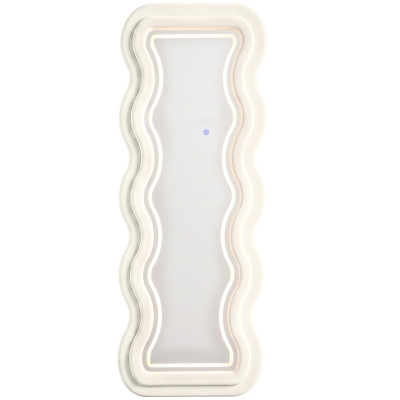 HOMCOM Full Length Wall Mirror Velvet Frame 160x60cm Cream White