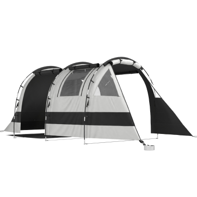 Outsunny Four Man Two Room Tent with Accessories Khaki