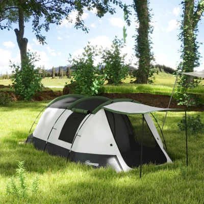 Outsunny 2 Man Camping Tent, with Two Rooms and Porch - Green