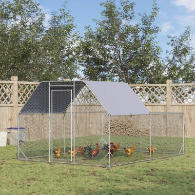PawHut Walk In Chicken Run Hen House 2.8x3.8m Outdoor