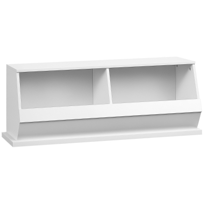 HOMCOM Meuble Rangement 2 Casiers MDF Blanc 90x36x35cm