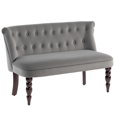 HOMCOM Vintage 2-Seater Loveseat Wood Frame Charcoal Grey