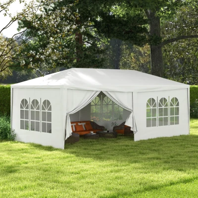 Outsunny 6x3m Party Tent Waterproof Gazebo with 6 Walls