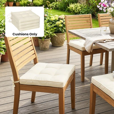 Outsunny Set of 4 Garden Seat Cushions Cream White 42x42cm