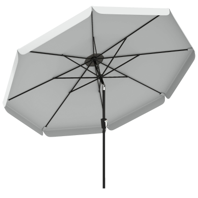 Outsunny Garden Parasol Tilt Crank Patio Umbrella Light Grey