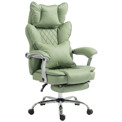 HOMCOM Executive Office Chair PU Reclining Lumbar 180kg Light Green