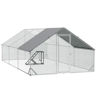 PawHut Chicken Run Galvanised Steel with Activity Shelf 3x6x2m
