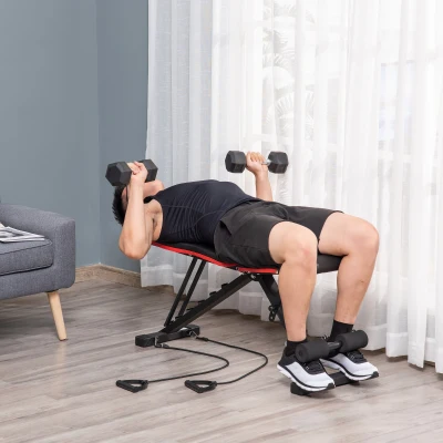 HOMCOM Banc Musculation Réglable Noir 130x48x48-109cm
