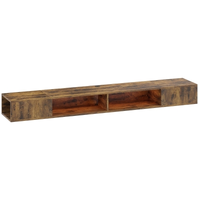 HOMCOM Wall-Mounted TV Stand RGB LED Rustic Brown 75 Inch