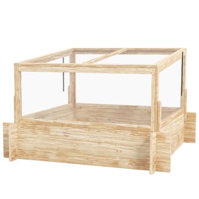 2-In-1 Wooden Greenhouse Planter Box - Natural