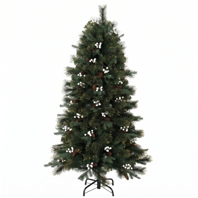 HOMCOM 5ft Artificial Christmas Tree Metal Stand Green
