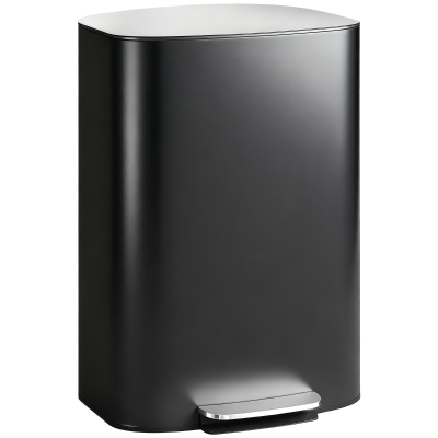 HOMCOM Poubelle Cuisine 50L Pédale Fermeture Douce Noir