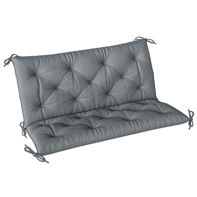 Outsunny 2 Seater Bench Cushion, Garden Chair Cushion with Back and Ties, Indoor and Outdoor Use, 98x100 cm, Dark Grey