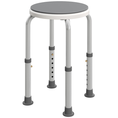 HOMCOM Tabouret Douche Pivotant 360° Réglable Aluminium