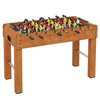 HOMCOM Futbolín de Madera Profesional para Niños y Adultos Mesa de Futbolín con 8 Barras y 2 Pelotas para Casa o Salas de Juego Fácil de Montar 122x61x80,7 cm Natural