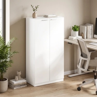 HOMCOM Wooden Storage Cabinet 3-Tier Filing Cupboard 120cm White