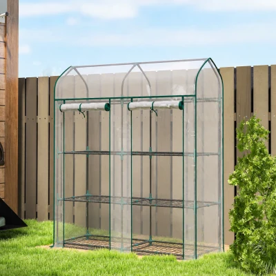 Outsunny Serre 3 Niveaux PVC Acier 143x46x165cm Transparent