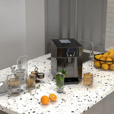 HOMCOM Ice Maker Counter Top 3L Tank Adjustable Black