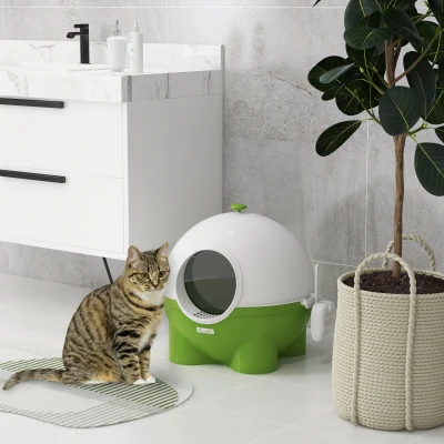 PawHut Large Cat Litter Box, with Scoop, Front Entrance, 53 x 51 x 48cm -Green
