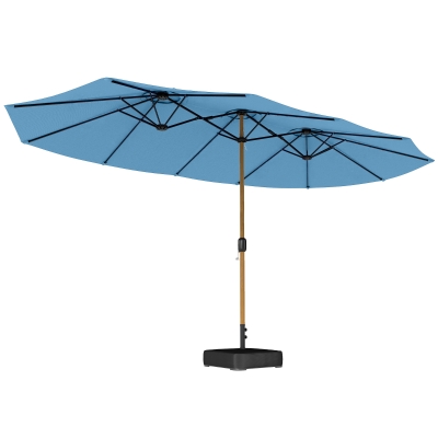 Outsunny Parasol Double 459x269cm UV Base Incluse Bleu