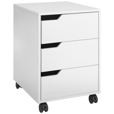HOMCOM Mobile File Cabinet White 3 Drawer with Wheels