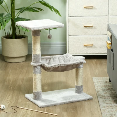 PawHut Arbre à Chat 50x26x70cm Griffoirs Sisal Gris