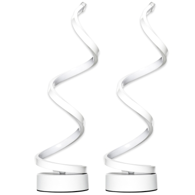 HOMCOM Set of 2 Wave-Shaped LED Table Lamps Metal Base White