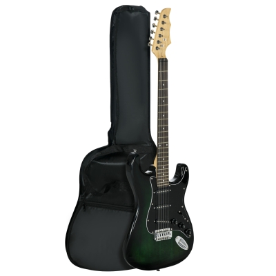 SPORTNOW Six-String Electric Guitar, with 15W Amplifier, Digital Turner, Picks, Shoulder Strap, Case Bag - Dark Green