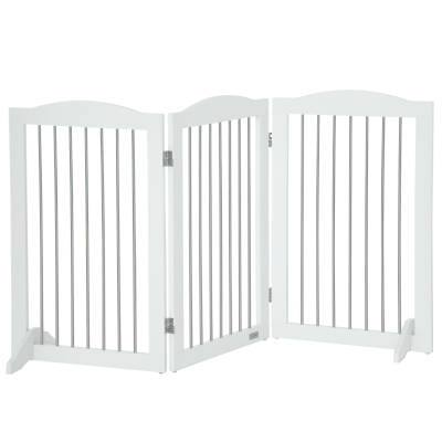 PawHut Foldable Freestanding Dog Gate White