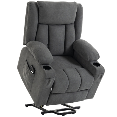 HOMCOM Dual Motor Recliner Chair Massage Heat Lift Dark Grey